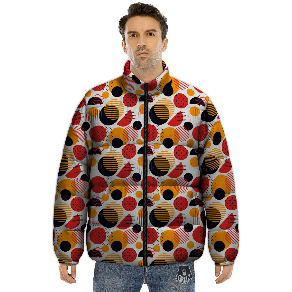 New Style Polka Dot Ornaments Print Pattern Puffer Jacket-grizzshop
