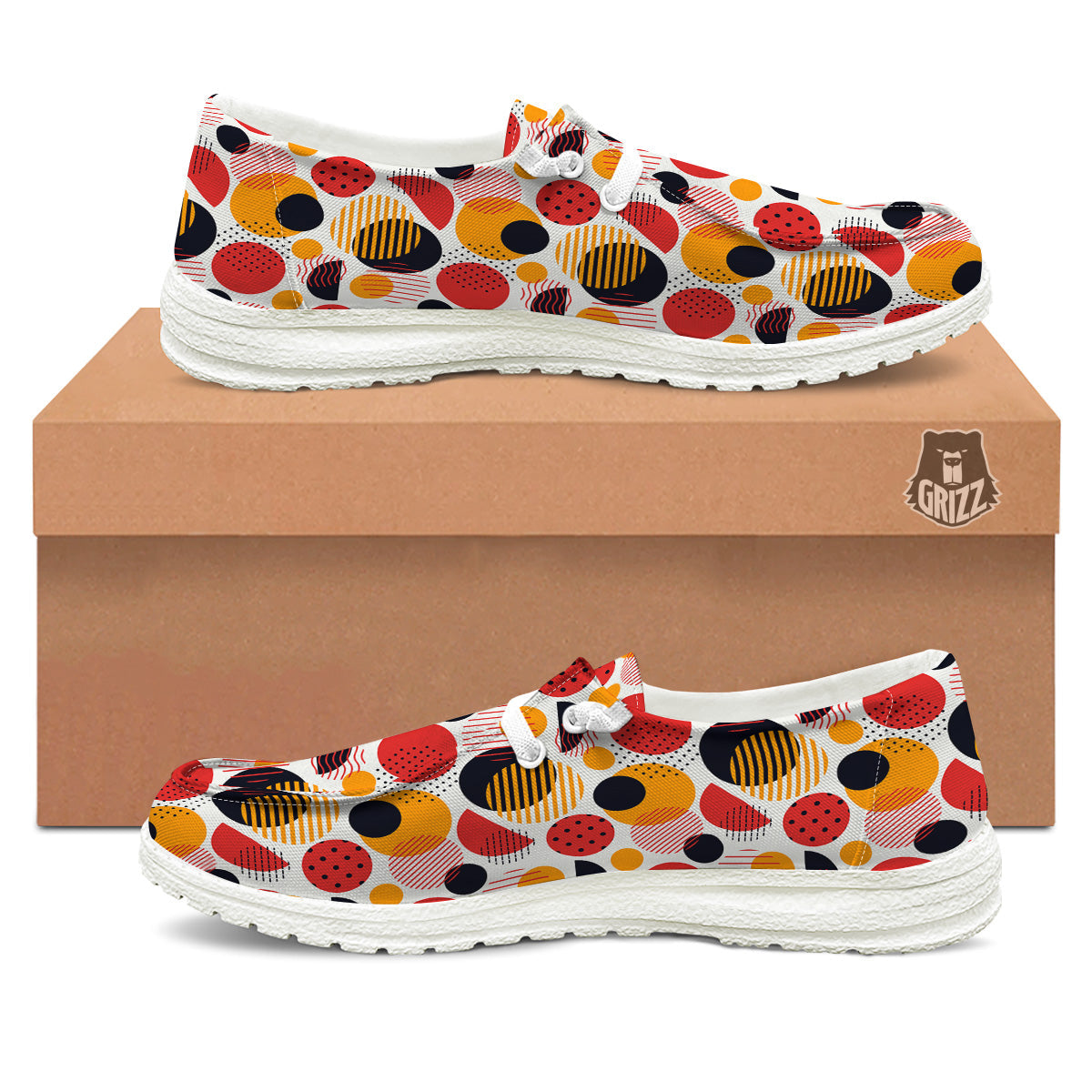New Style Polka Dot Ornaments Print Pattern White Loafers-grizzshop