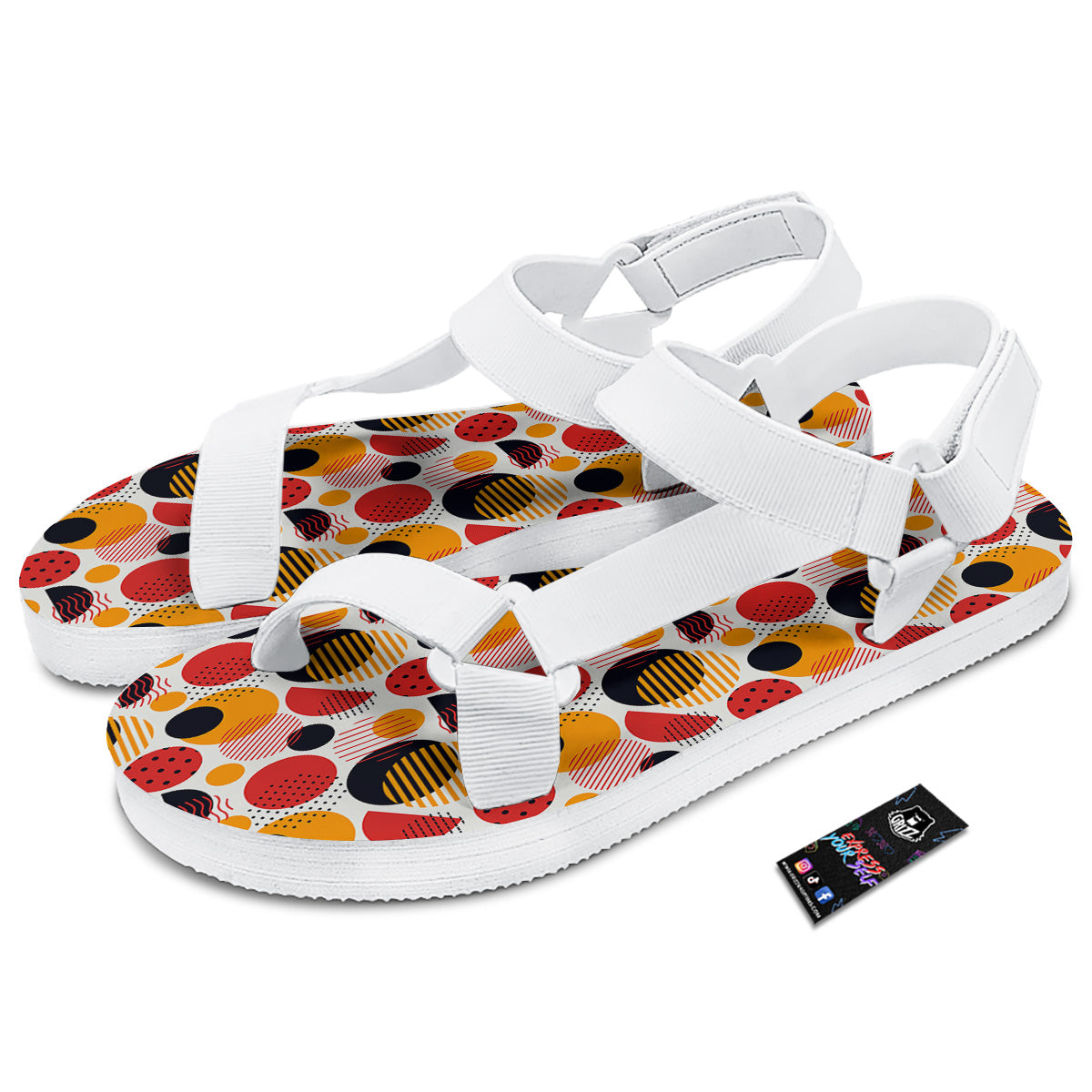 New Style Polka Dot Ornaments Print Pattern White Open Toe Sandals-grizzshop