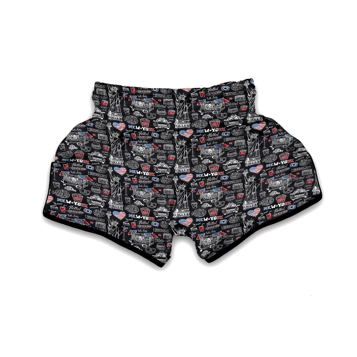 New York Love Pattern Print Muay Thai Boxing Shorts-grizzshop