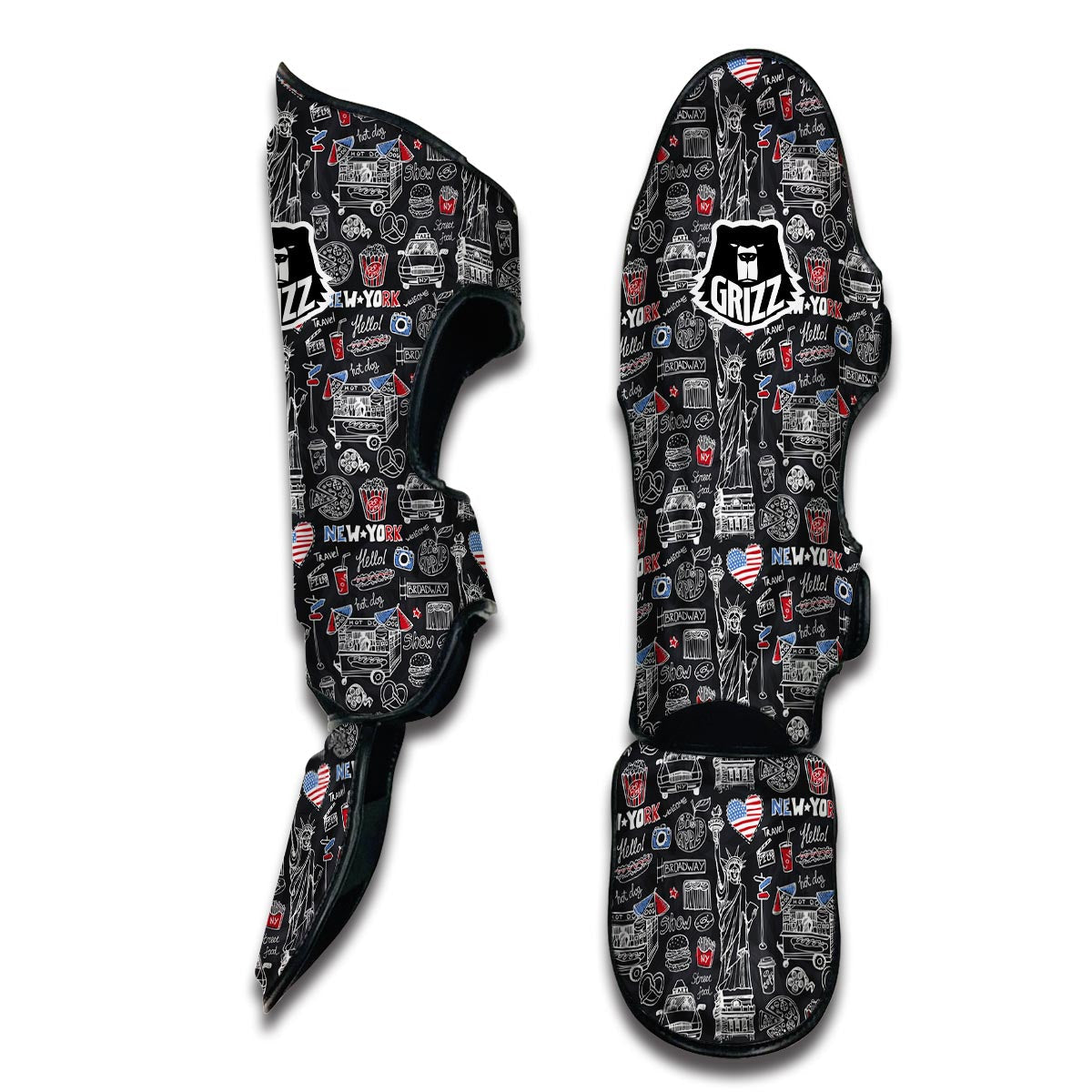 New York Love Pattern Print Muay Thai Shin Guards-grizzshop