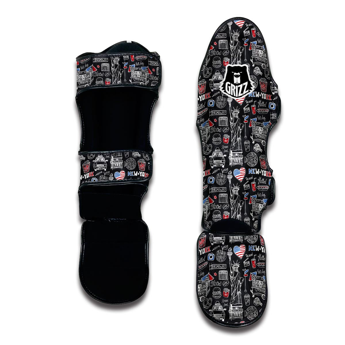 New York Love Pattern Print Muay Thai Shin Guards-grizzshop