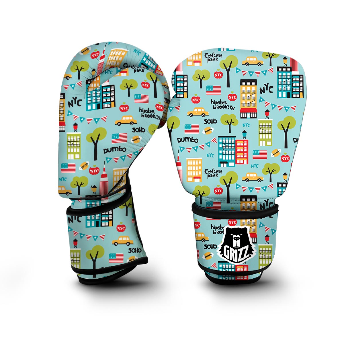 New York Print Pattern Boxing Gloves-grizzshop