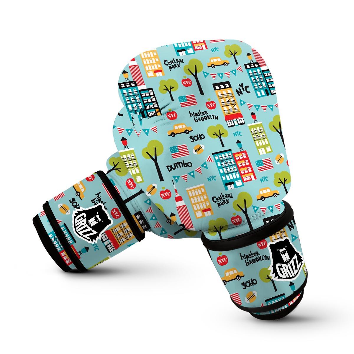 New York Print Pattern Boxing Gloves-grizzshop