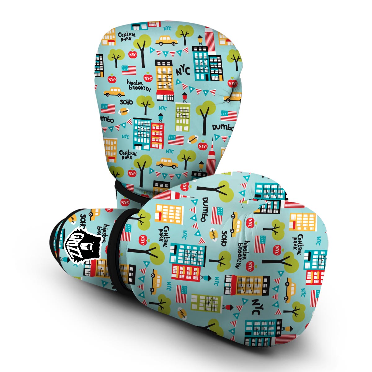 New York Print Pattern Boxing Gloves-grizzshop