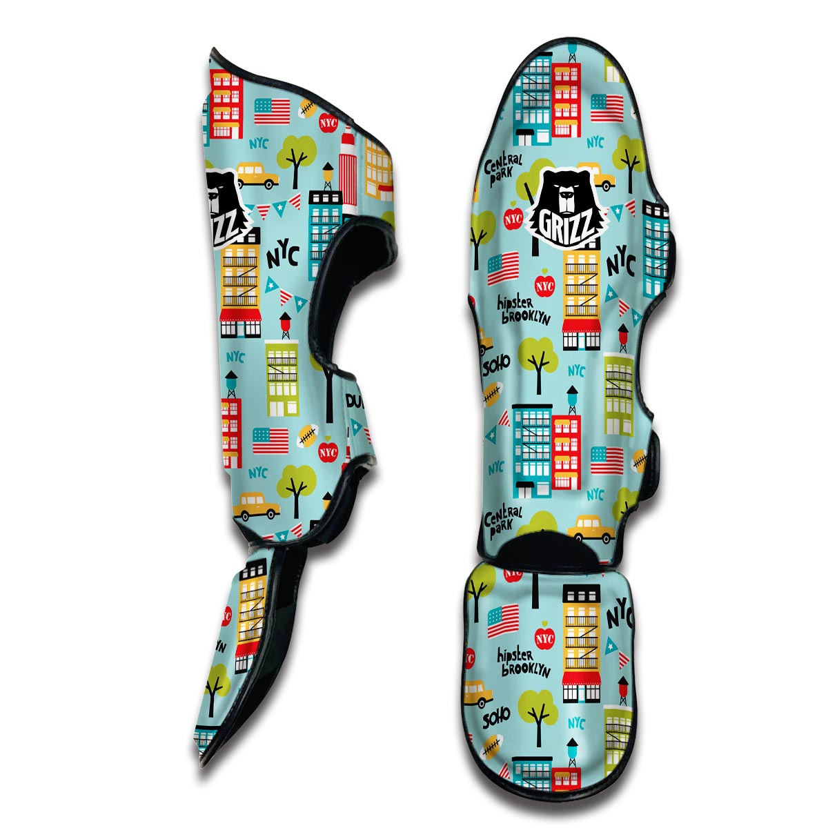 New York Print Pattern Muay Thai Shin Guards-grizzshop