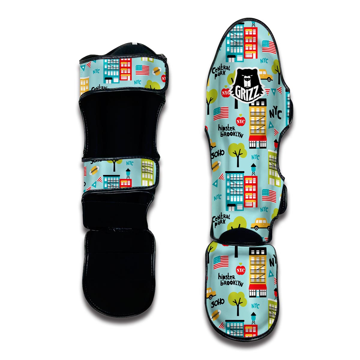 New York Print Pattern Muay Thai Shin Guards-grizzshop