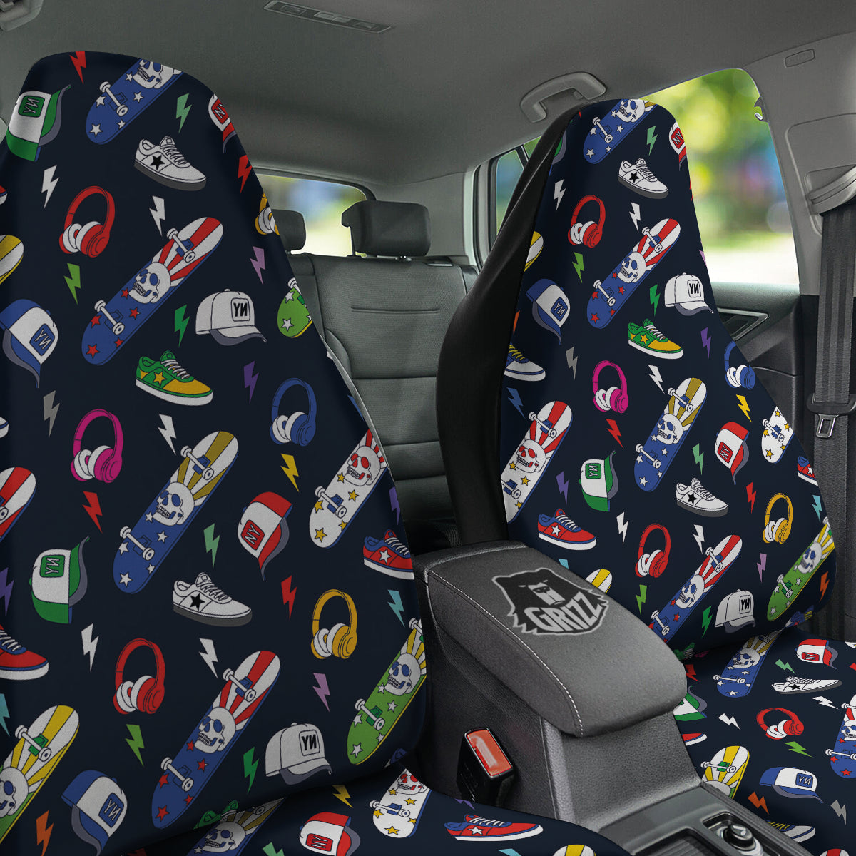 New York Skateboard Colorful Print Pattern Car Seat Covers-grizzshop