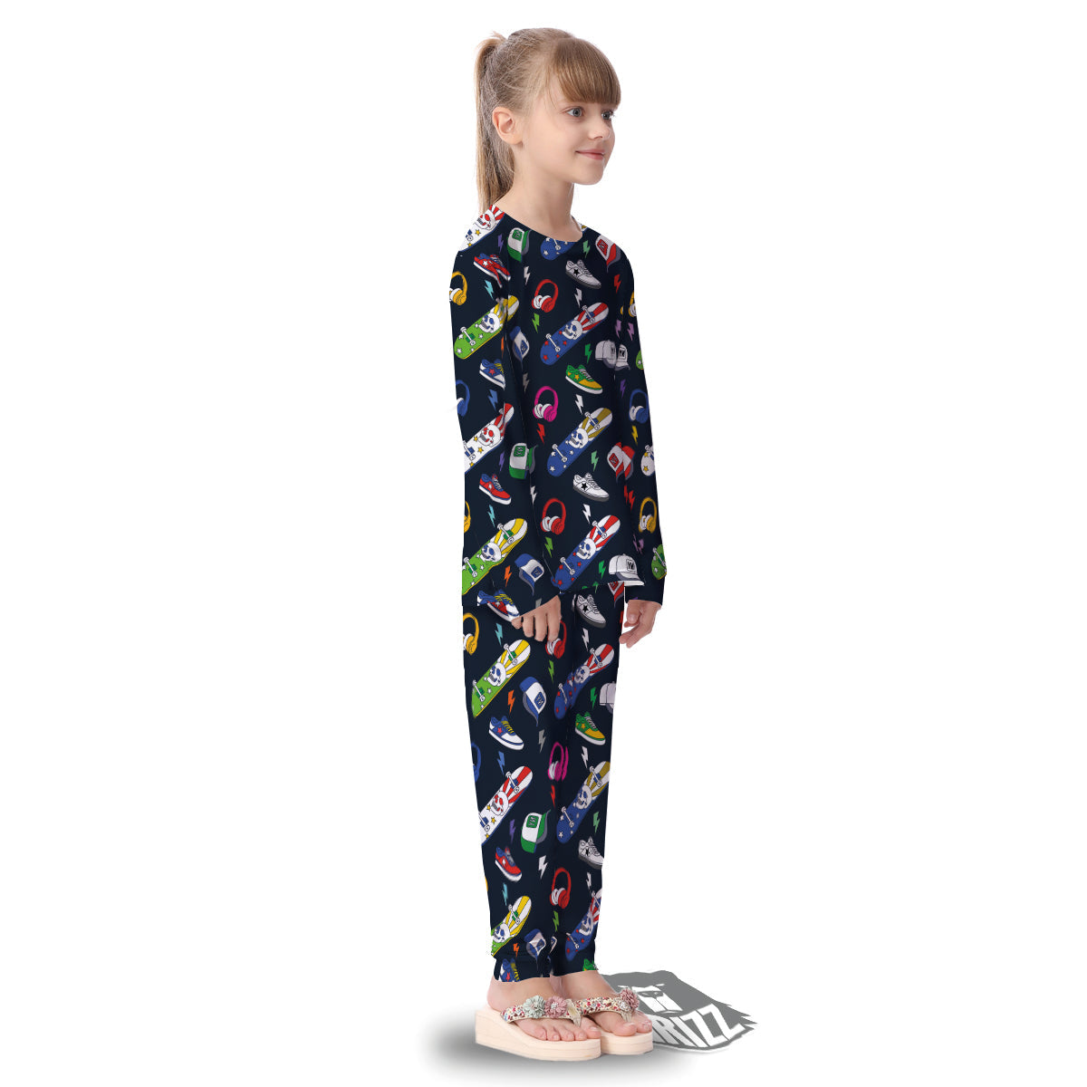 New York Skateboard Colorful Print Pattern Kid's Pajamas-grizzshop