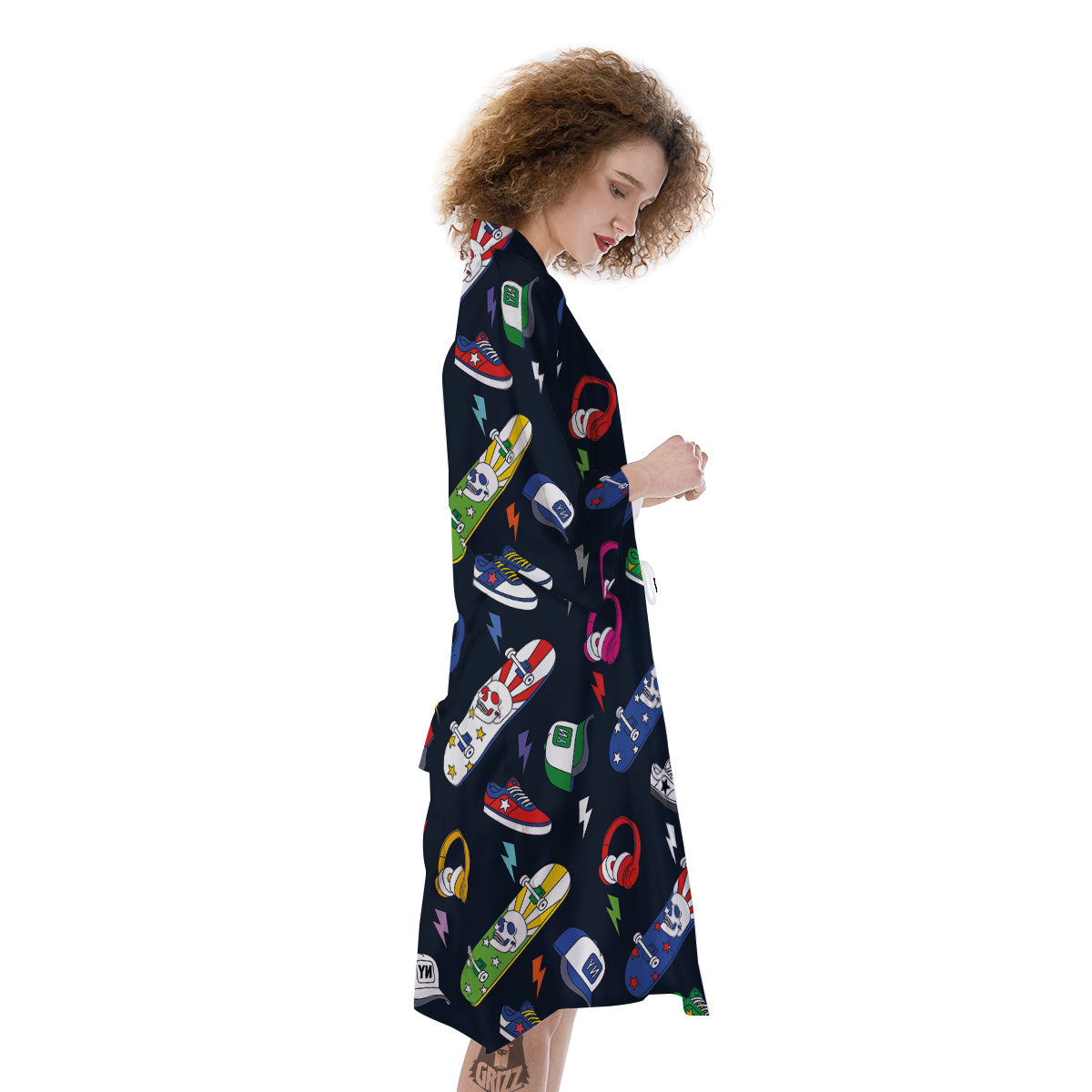 New York Skateboard Colorful Print Pattern Kimono-grizzshop