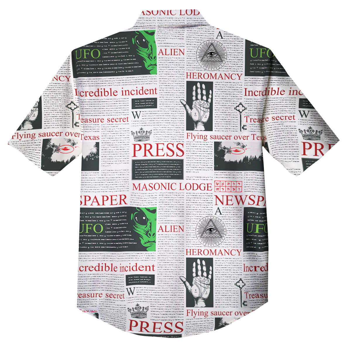 Newspaper Aliens Topic Print Pattern Button Up Shirt-grizzshop