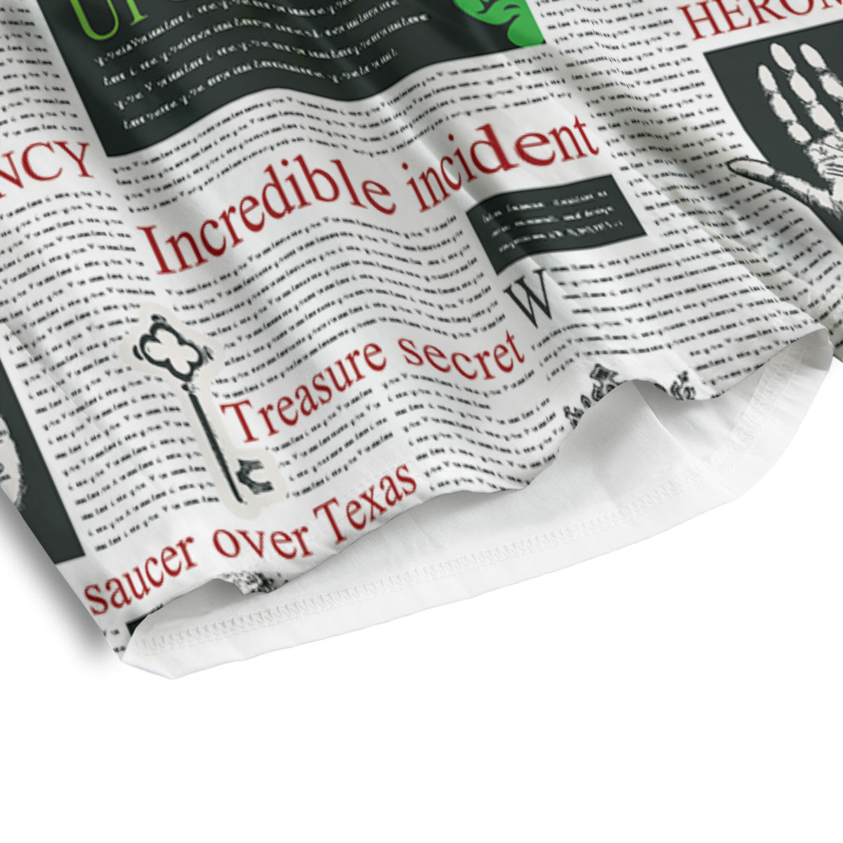 Newspaper Aliens Topic Print Pattern Men's Athletic Shorts