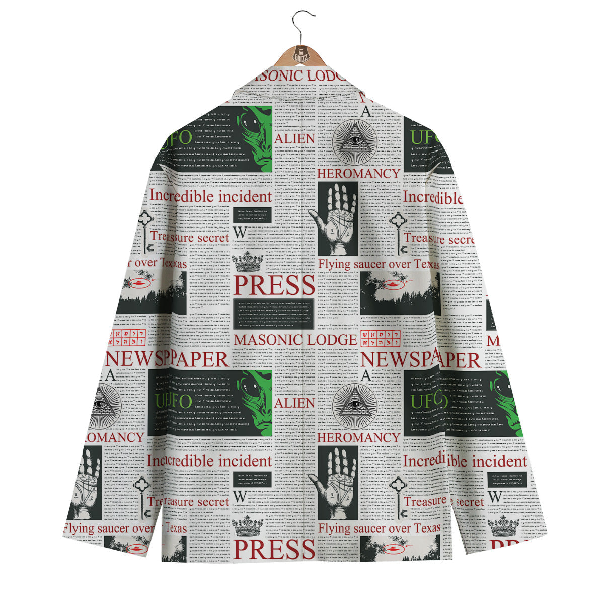 Newspaper Aliens Topic Print Pattern Men's Blazer-grizzshop