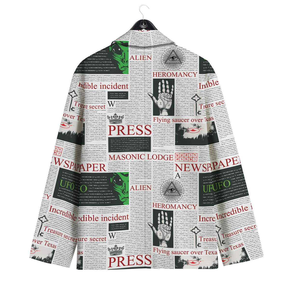 Newspaper Aliens Topic Print Pattern Men's Sport Coat-grizzshop