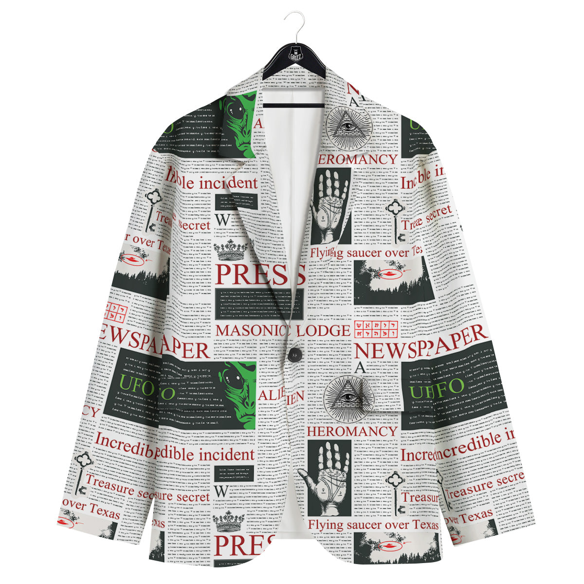 Newspaper Aliens Topic Print Pattern Men's Sport Coat-grizzshop