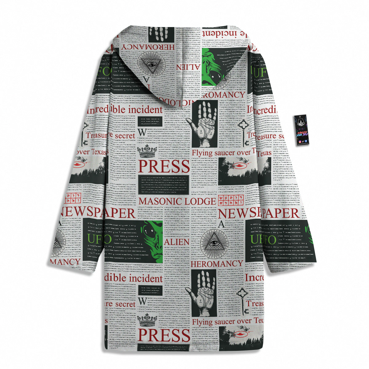 Newspaper Aliens Topic Print Pattern Men's Windbreaker Jacket-grizzshop