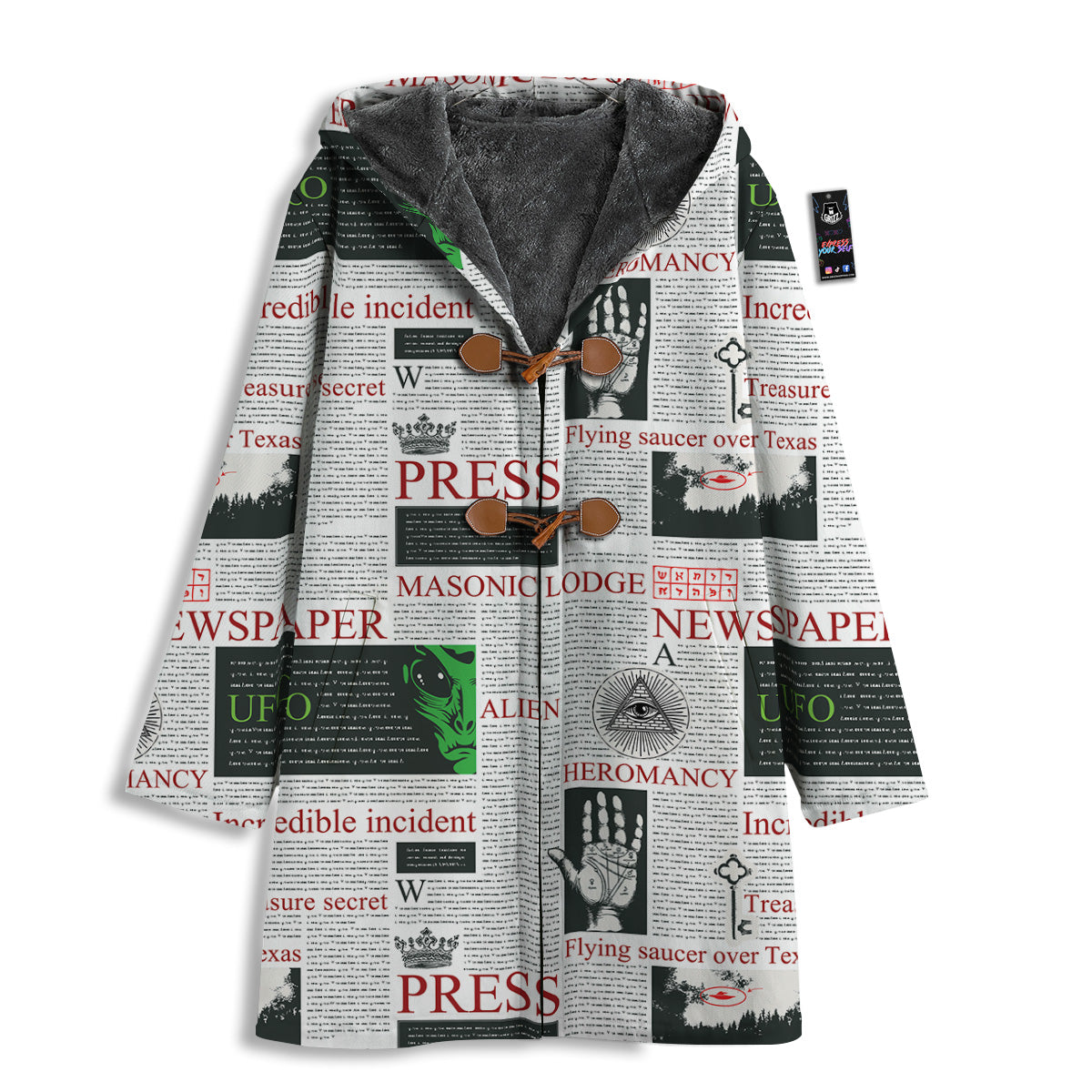Newspaper Aliens Topic Print Pattern Men's Windbreaker Jacket-grizzshop