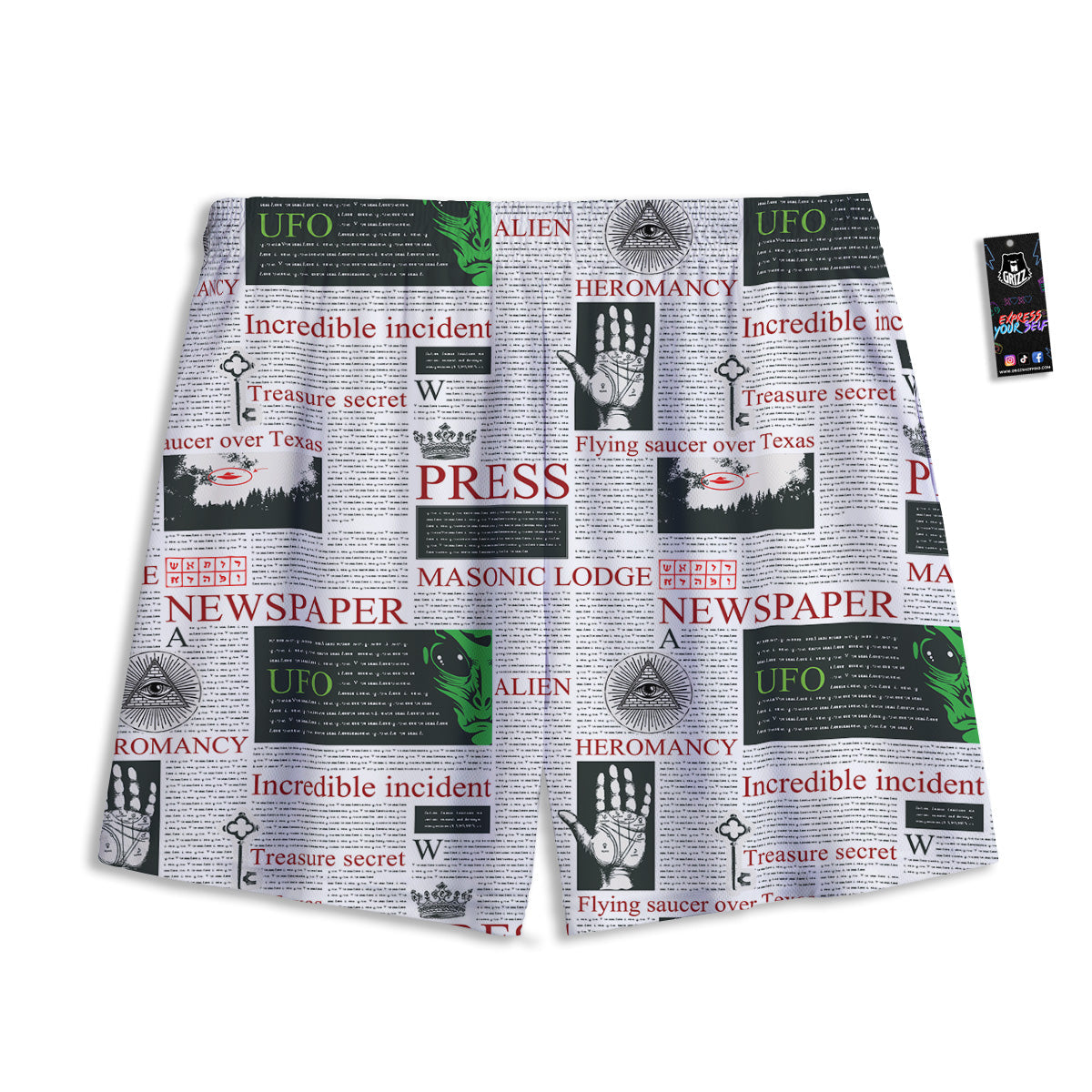 Peacock Embroidery Print Pattern Mesh Shorts