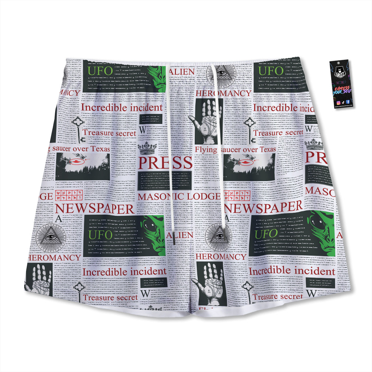 Peacock Embroidery Print Pattern Mesh Shorts