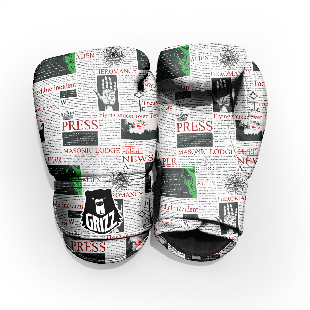 Newspaper Aliens Topic Print Pattern Pro Boxing Glove