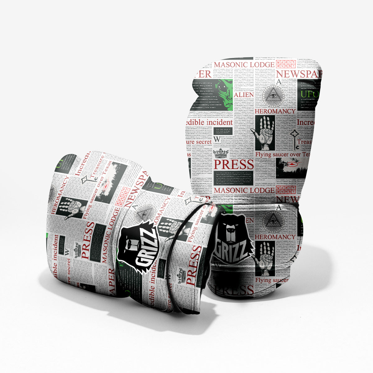 Newspaper Aliens Topic Print Pattern Pro Boxing Glove