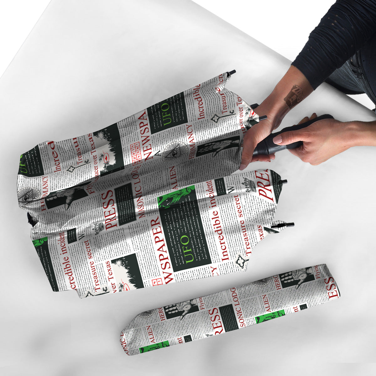 Newspaper Aliens Topic Print Pattern Umbrella-grizzshop