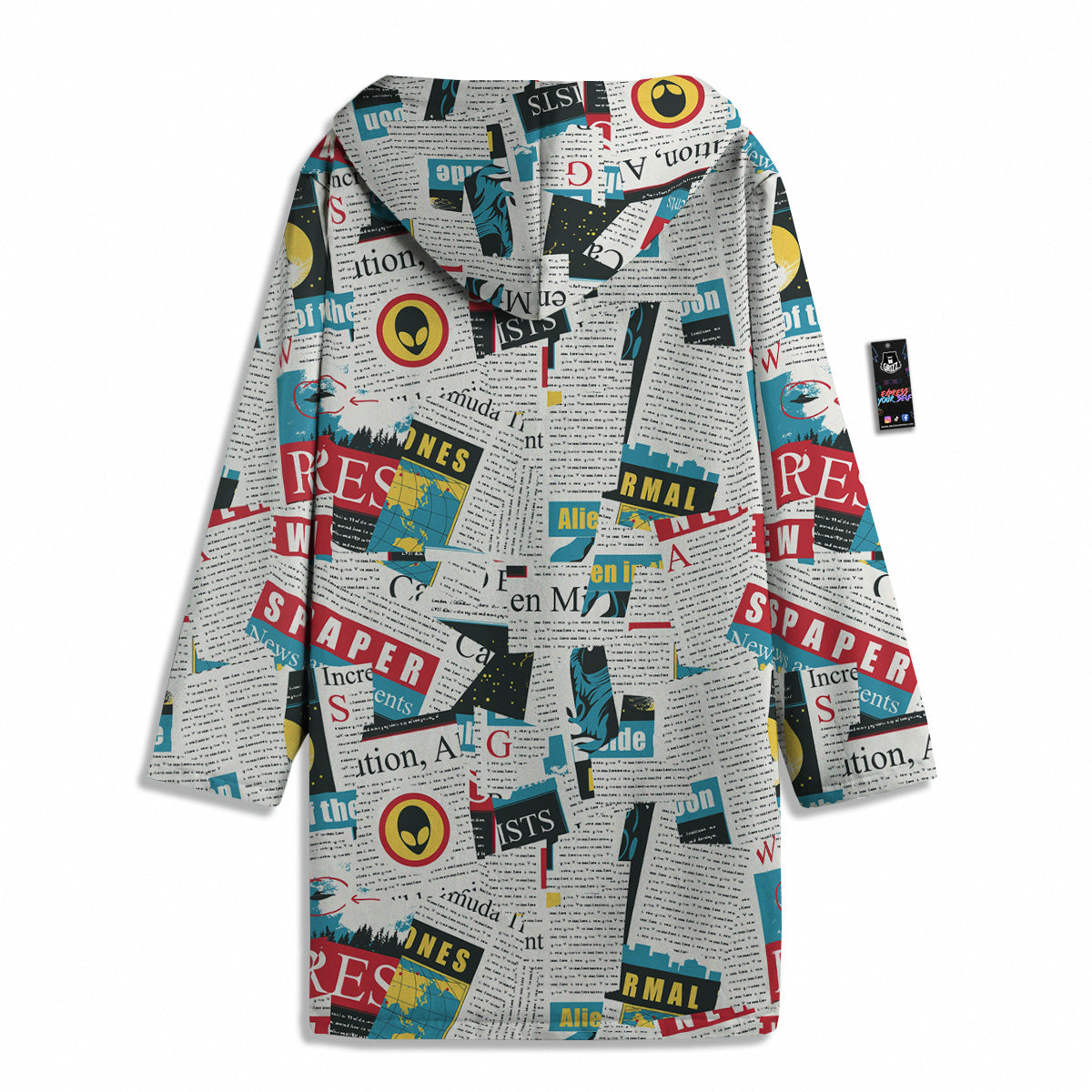 Newspaper Clippings On Aliens Topic Colorful Print Pattern Men's Windbreaker Jacket-grizzshop
