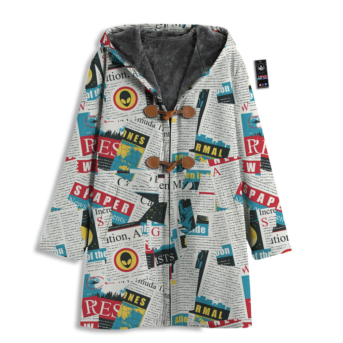 Newspaper Clippings On Aliens Topic Colorful Print Pattern Men's Windbreaker Jacket-grizzshop