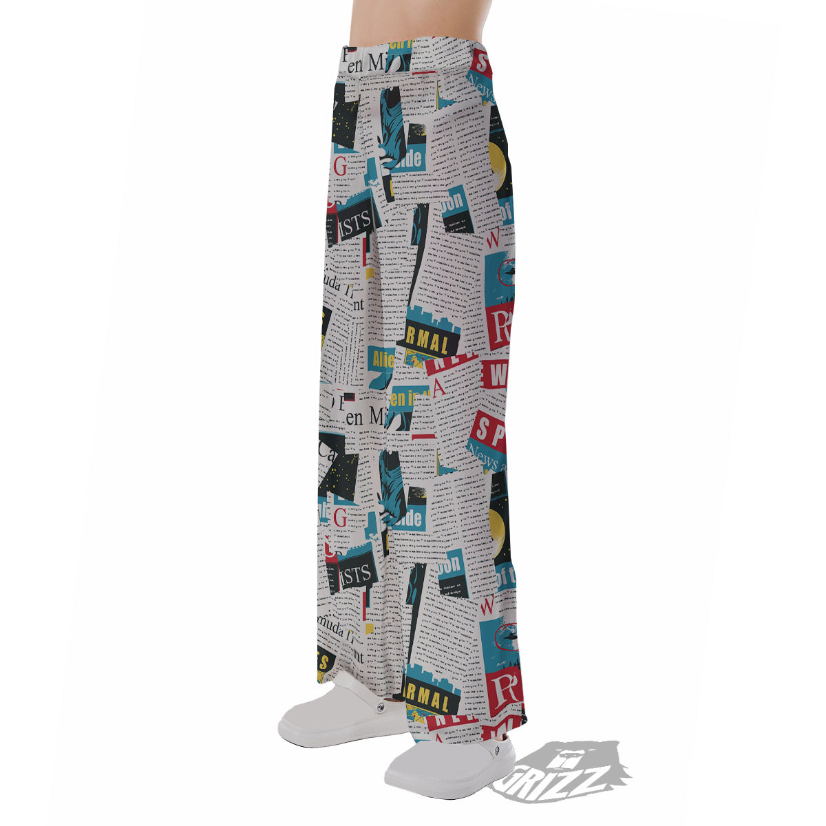 Newspaper Clippings On Aliens Topic Colorful Print Pattern Pajama Pants-grizzshop