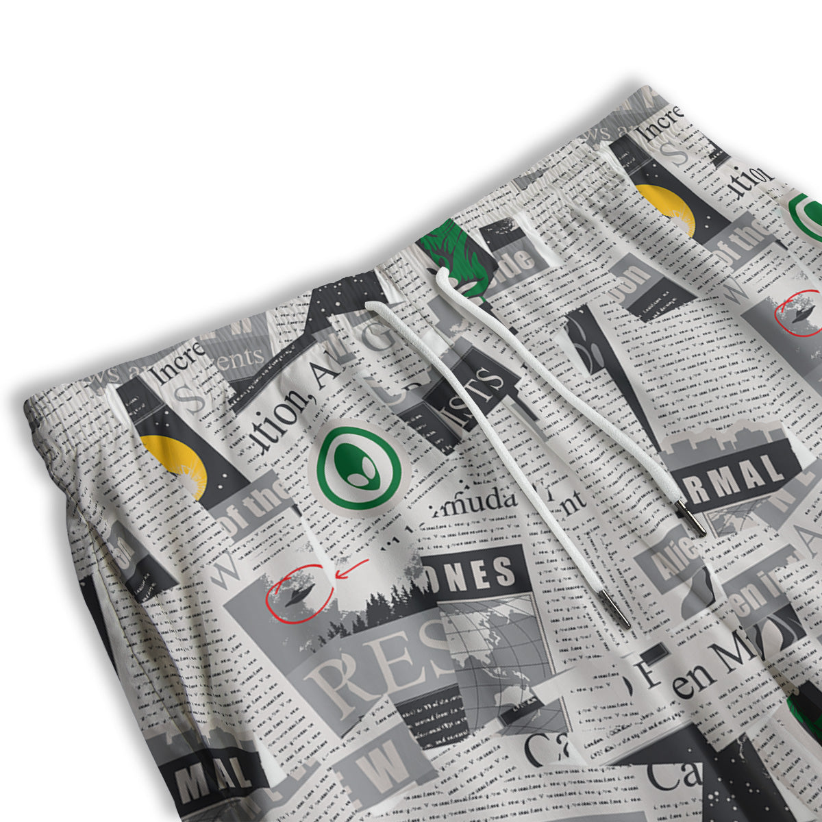 Newspaper Clippings On Aliens Topic Print Pattern Men's Athletic Shorts