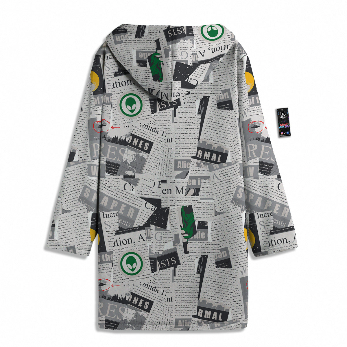 Newspaper Clippings On Aliens Topic Print Pattern Men's Windbreaker Jacket-grizzshop