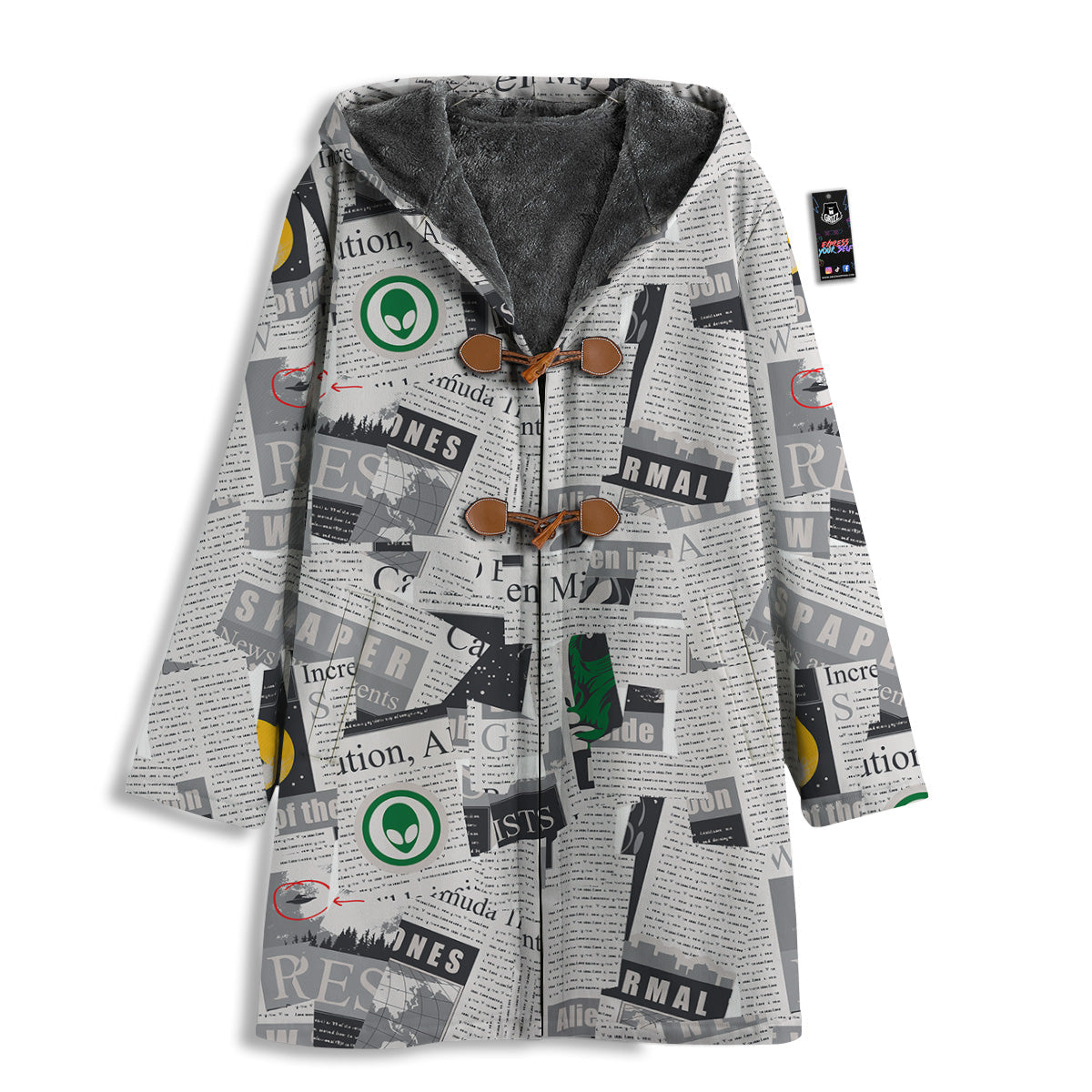 Newspaper Clippings On Aliens Topic Print Pattern Men's Windbreaker Jacket-grizzshop