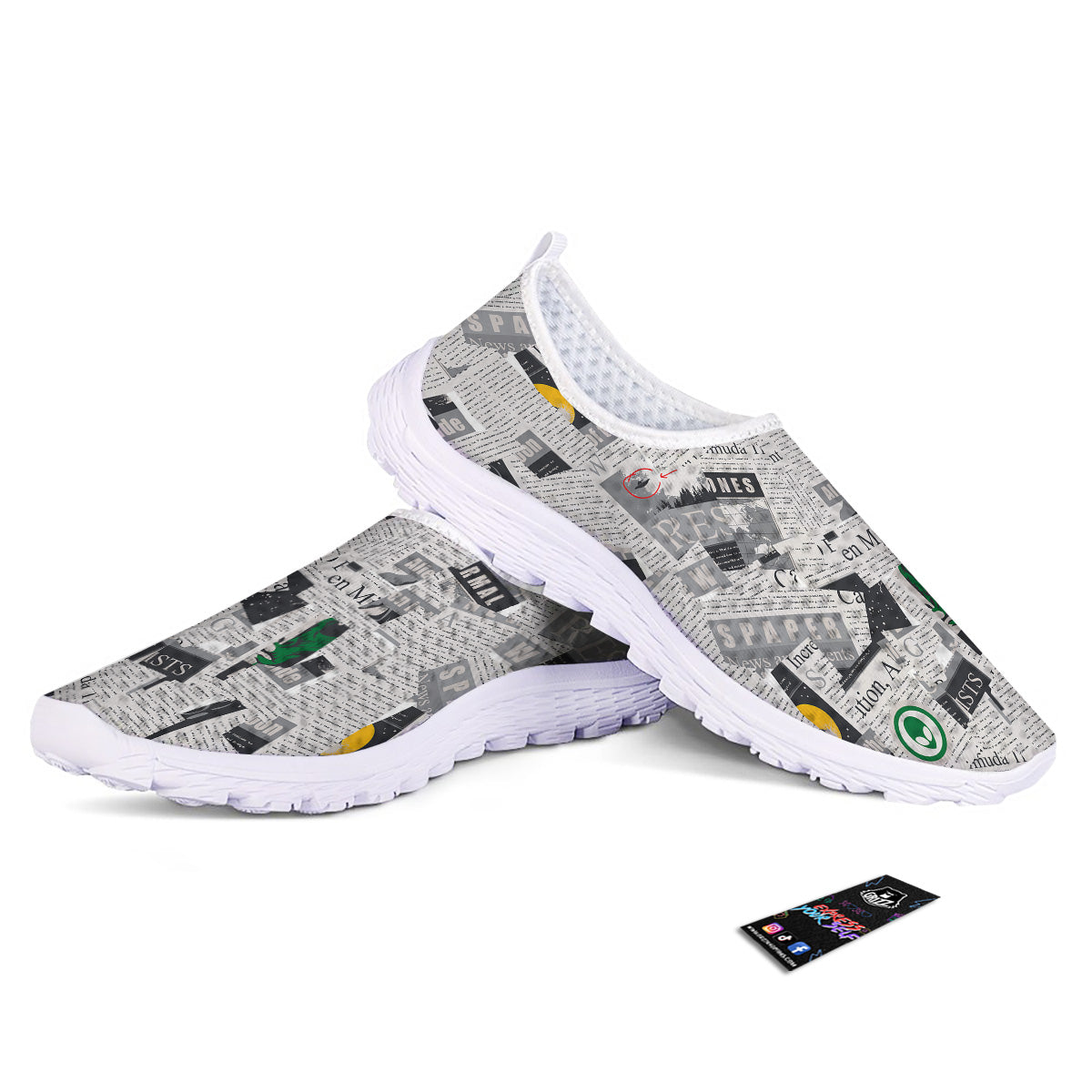 Newspaper Clippings On Aliens Topic Print Pattern Nurse Shoes-grizzshop
