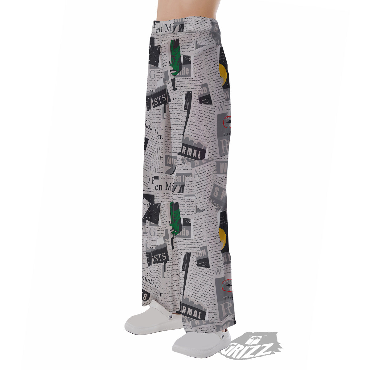 Newspaper Clippings On Aliens Topic Print Pattern Pajama Pants-grizzshop