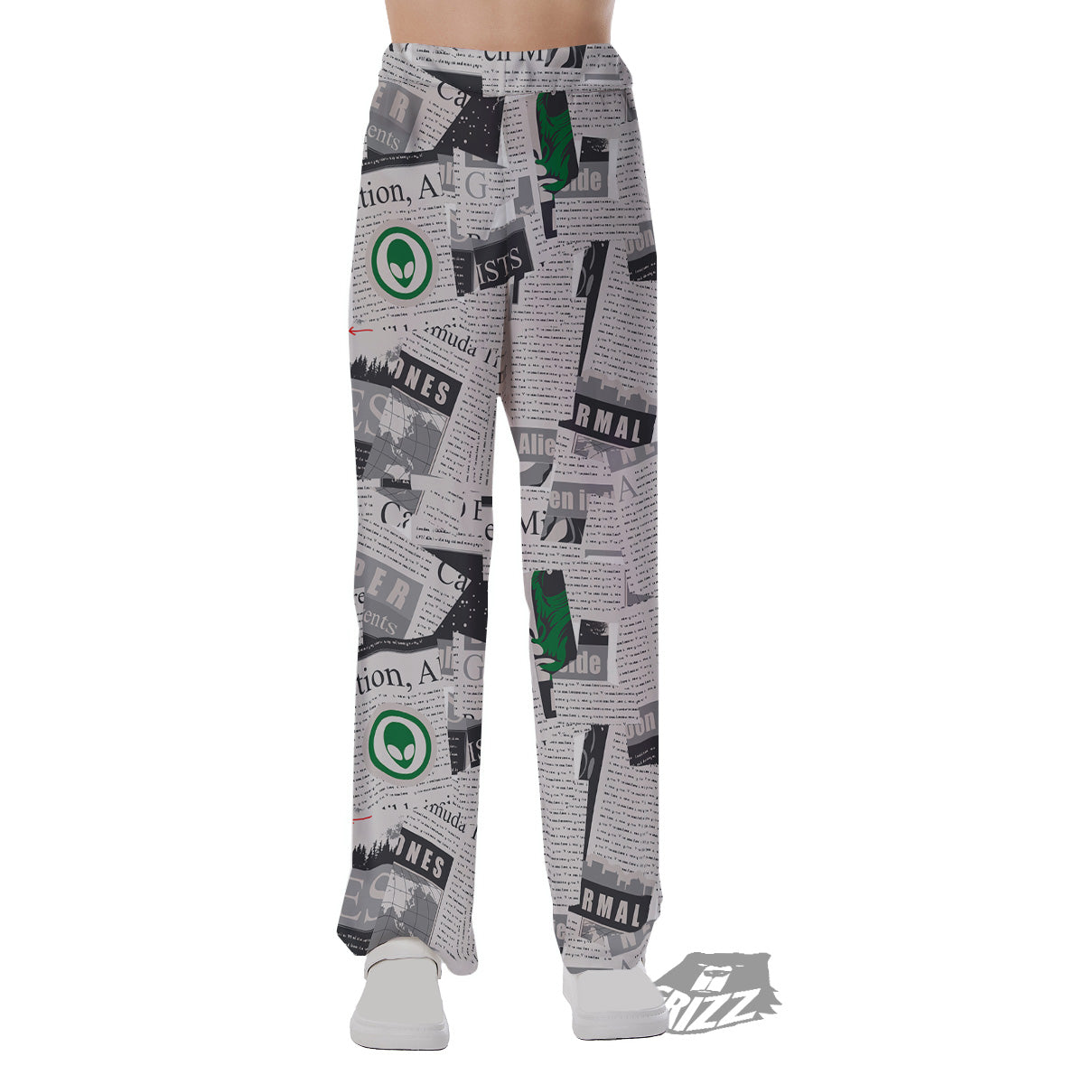 Newspaper Clippings On Aliens Topic Print Pattern Pajama Pants-grizzshop