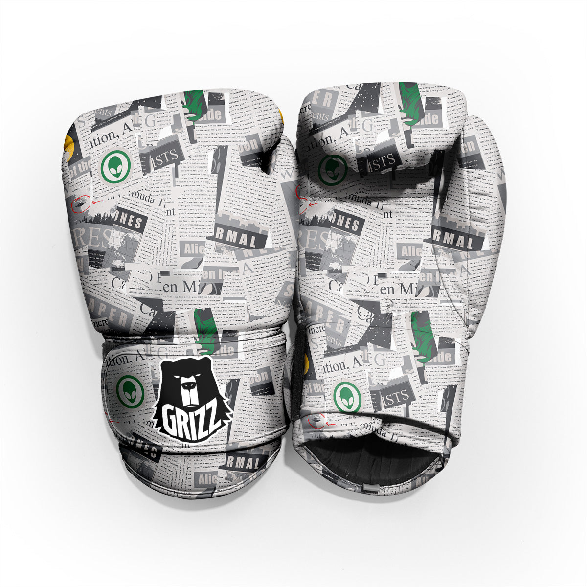 Newspaper Clippings On Aliens Topic Print Pattern Pro Boxing Glove