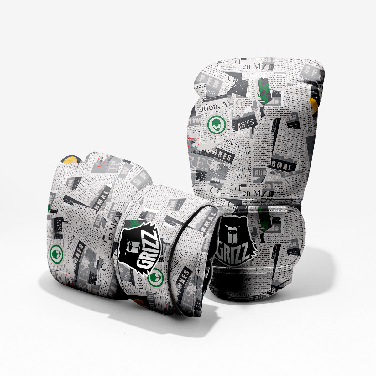 Newspaper Clippings On Aliens Topic Print Pattern Pro Boxing Glove
