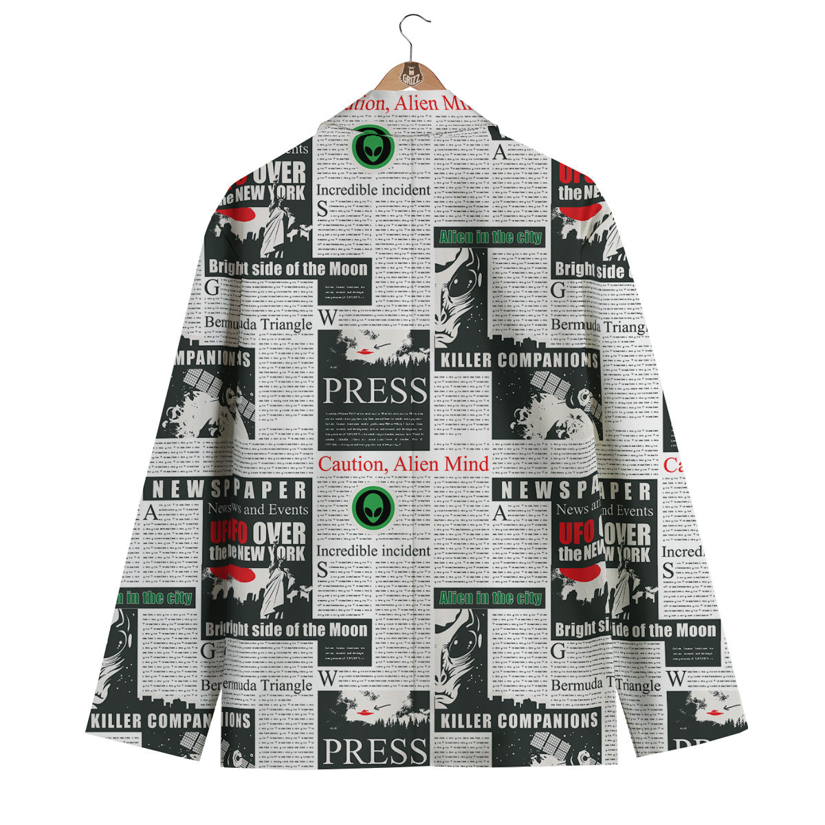 Newspaper Headlines Alien Print Pattern Men's Blazer-grizzshop