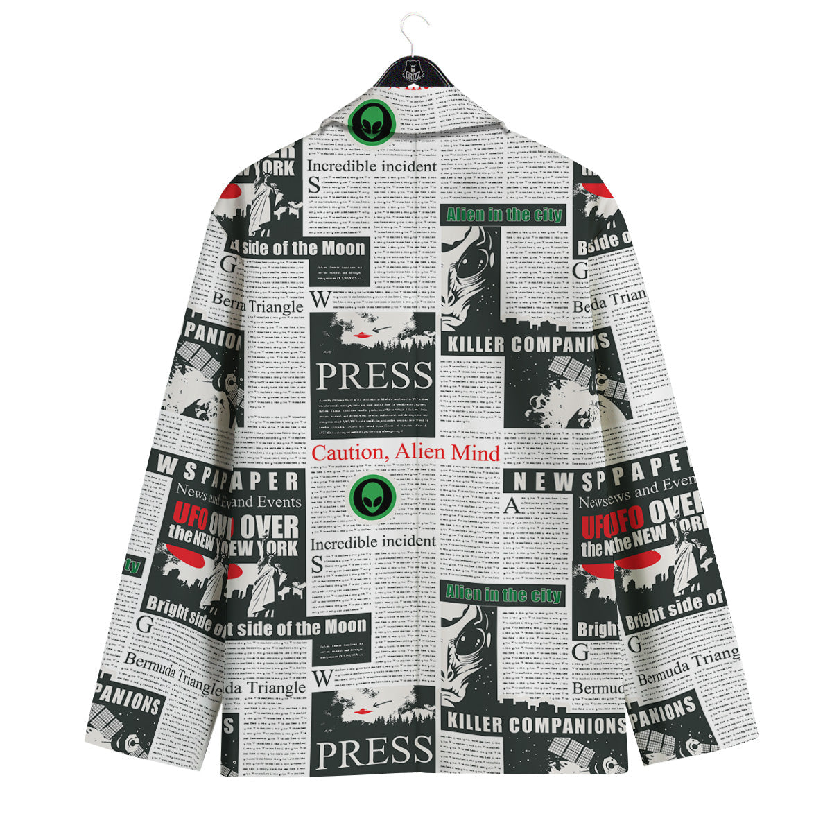 Newspaper Headlines Alien Print Pattern Men's Sport Coat-grizzshop