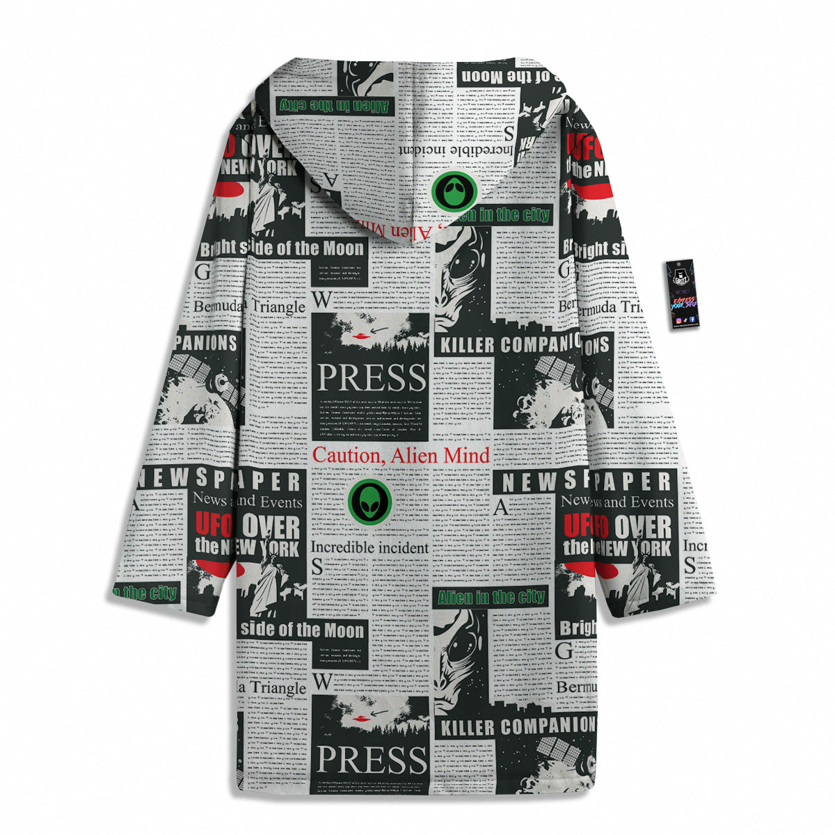 Newspaper Headlines Alien Print Pattern Men's Windbreaker Jacket-grizzshop