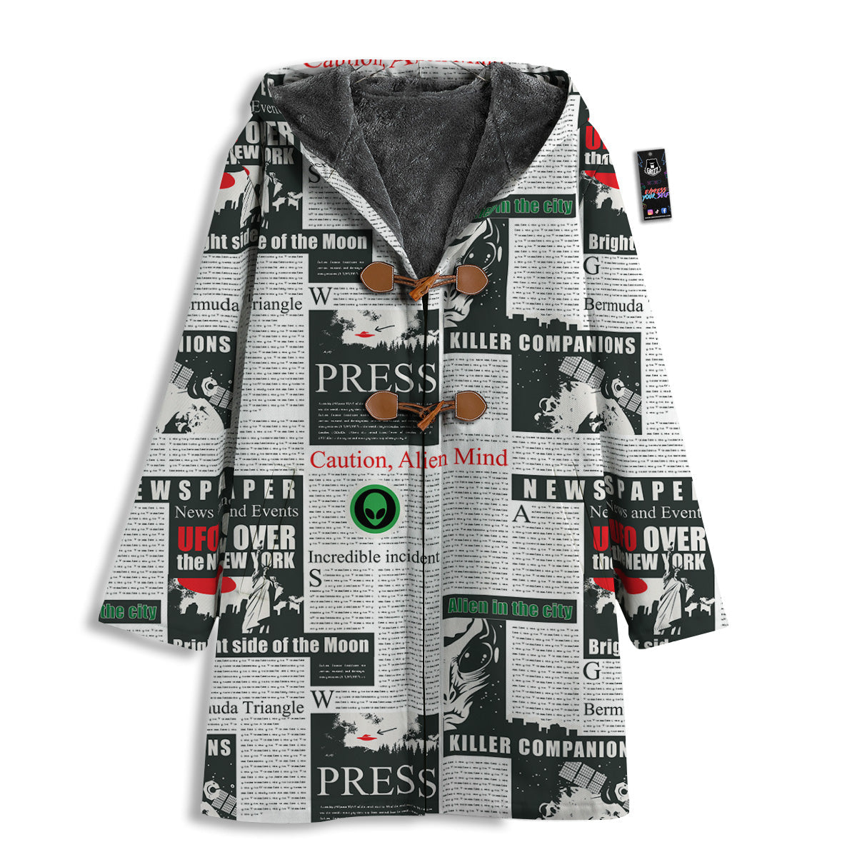 Newspaper Headlines Alien Print Pattern Men's Windbreaker Jacket-grizzshop