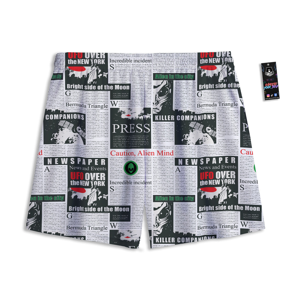 Penguin Face Cute Print Pattern Mesh Shorts