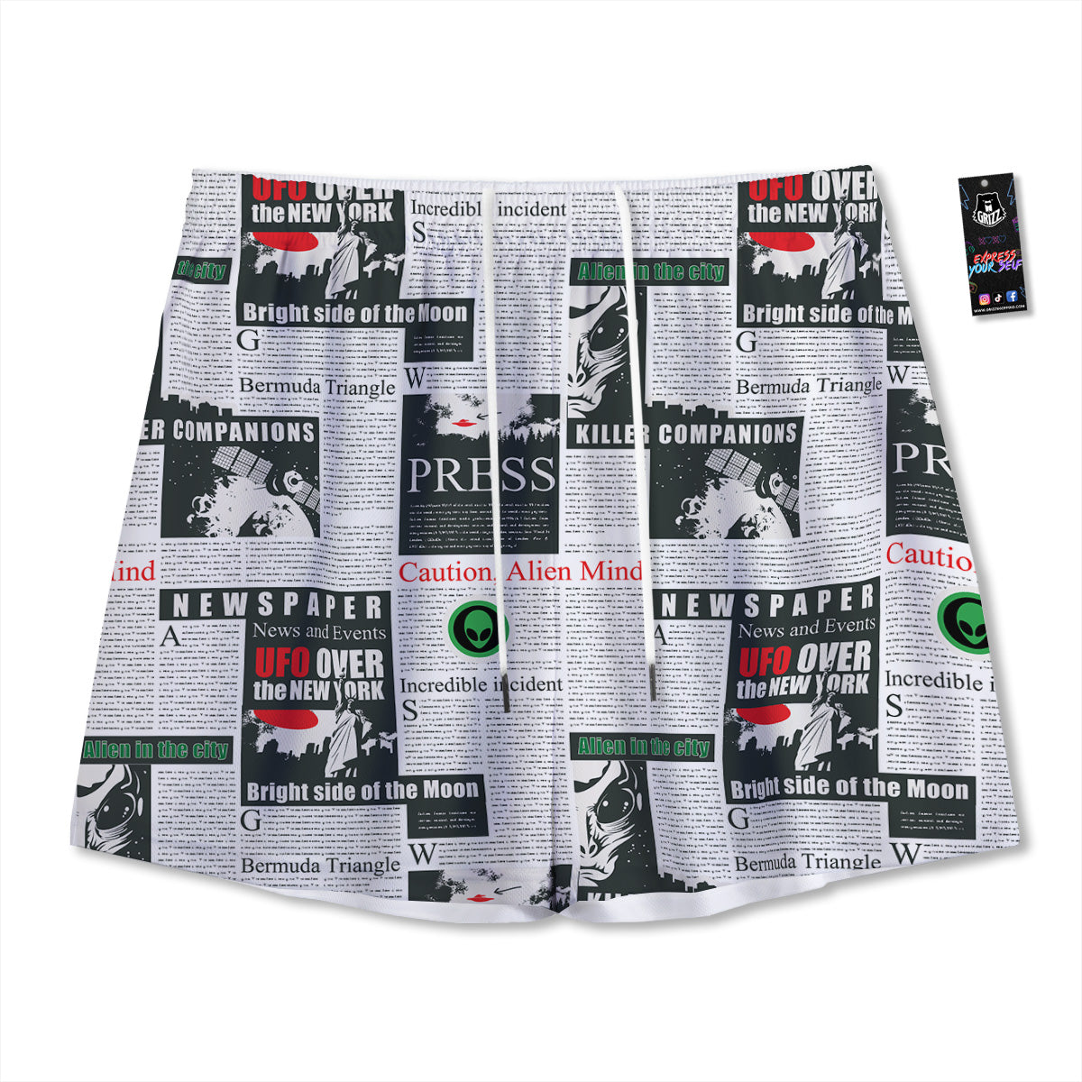 Penguin Face Cute Print Pattern Mesh Shorts