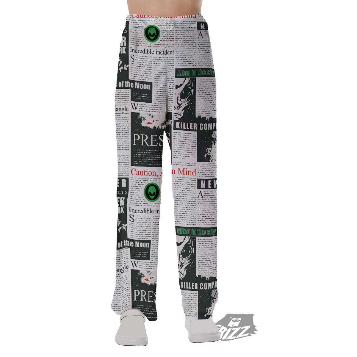 Newspaper Headlines Alien Print Pattern Pajama Pants-grizzshop