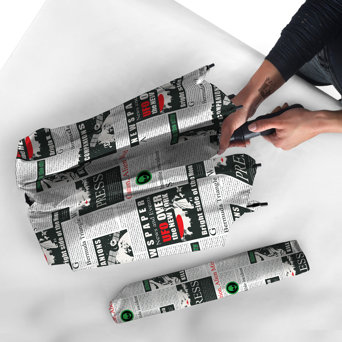 Newspaper Headlines Alien Print Pattern Umbrella-grizzshop