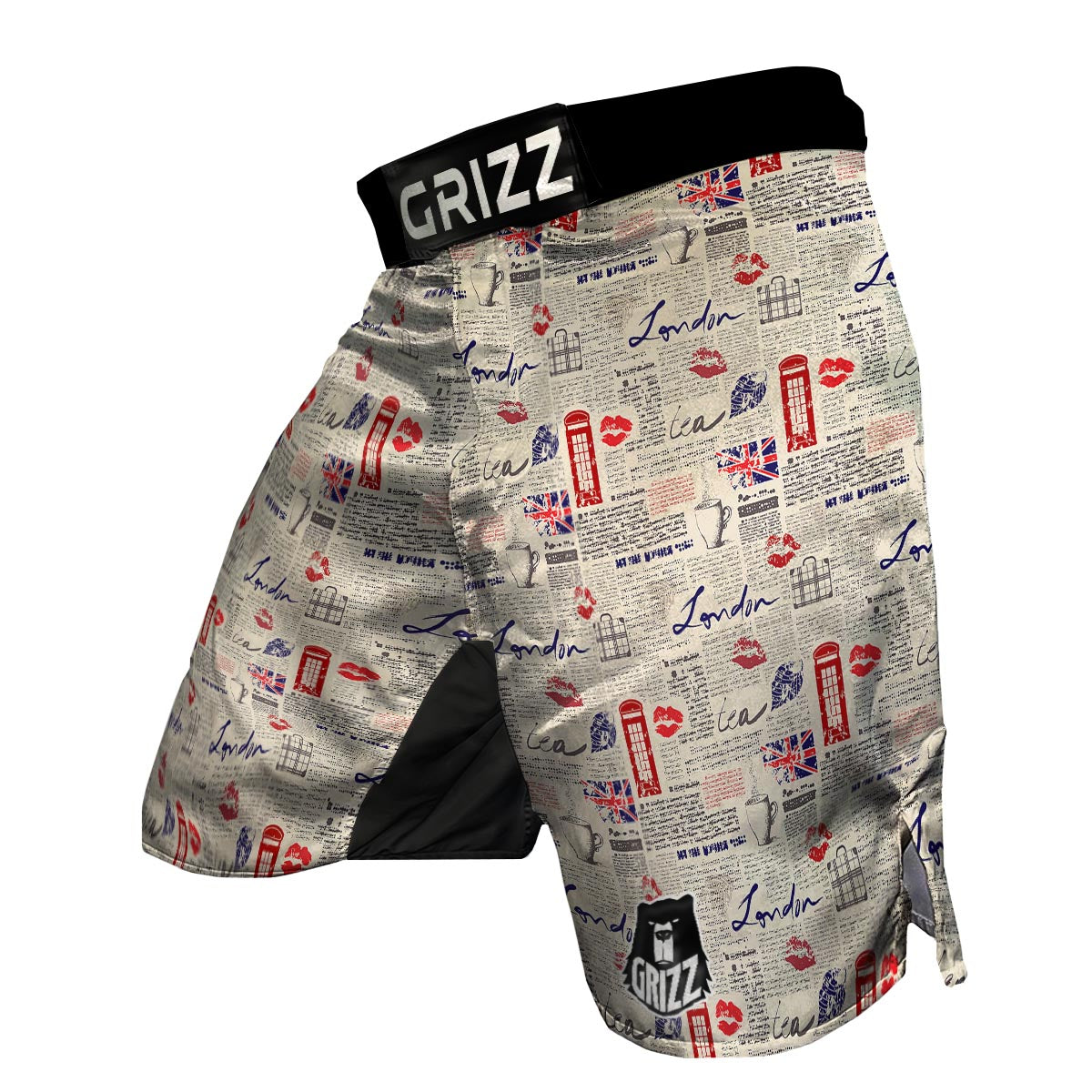 Newspaper Pattern Print MMA Shorts-grizzshop