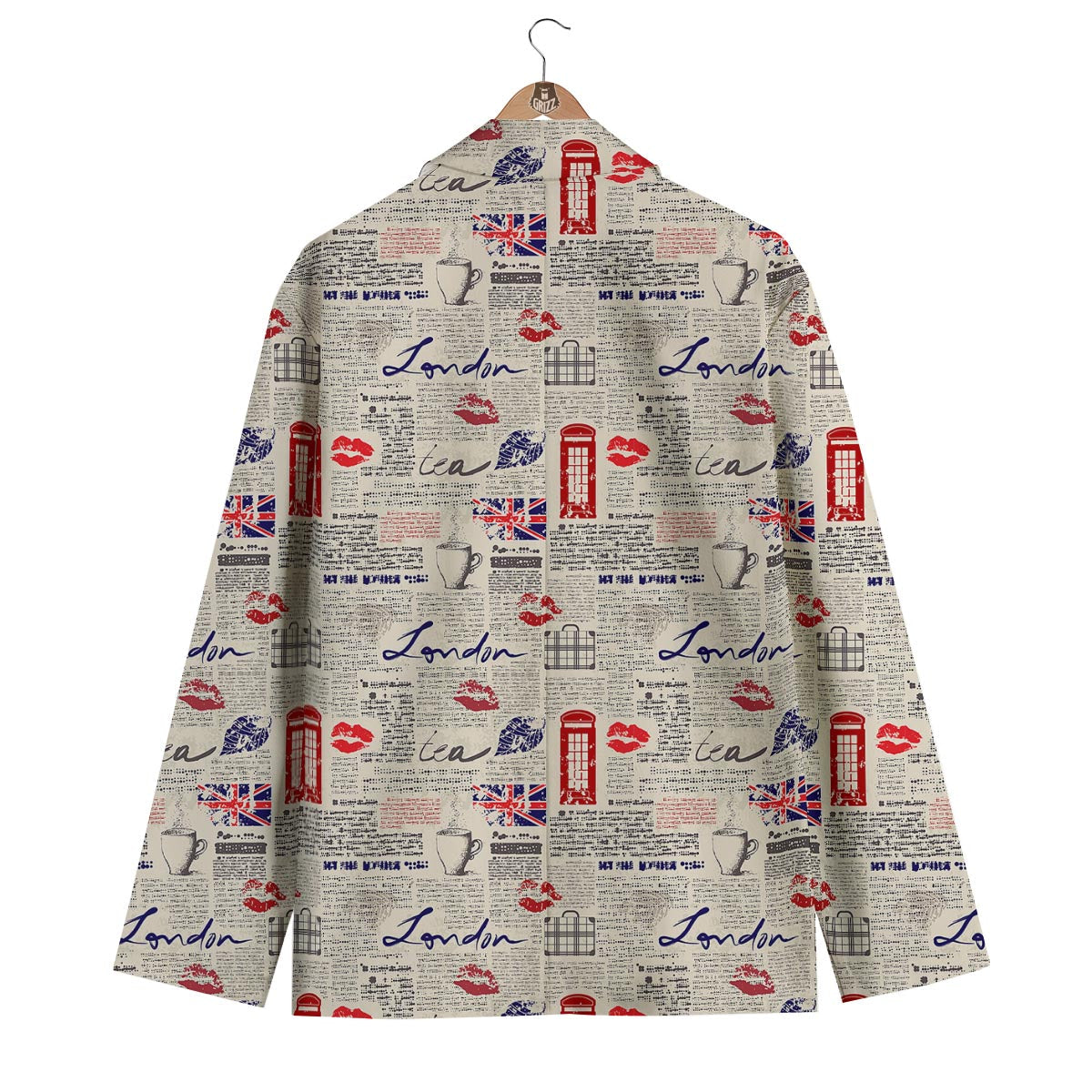 Newspaper Pattern Print Men's Blazer-grizzshop