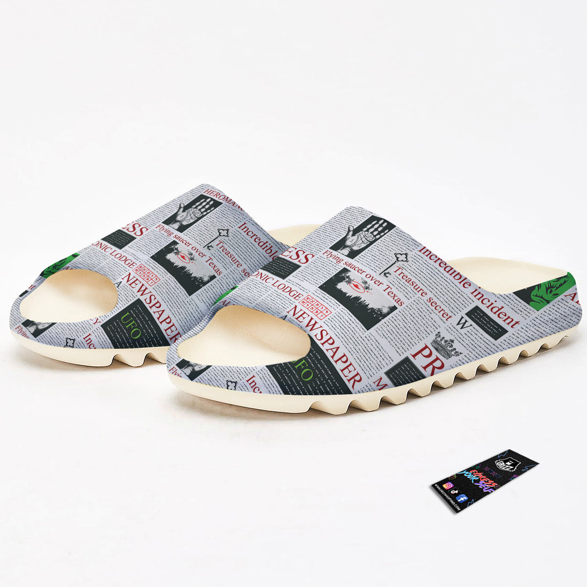 Newspaper Aliens Topic Print Pattern Sandals-grizzshop