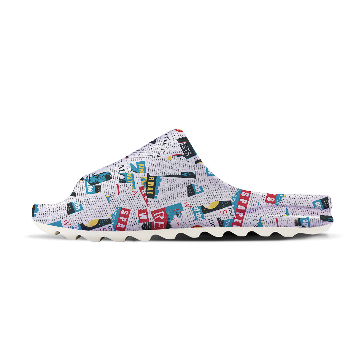 Newspaper Clippings On Aliens Topic Colorful Print Pattern Sandals-grizzshop