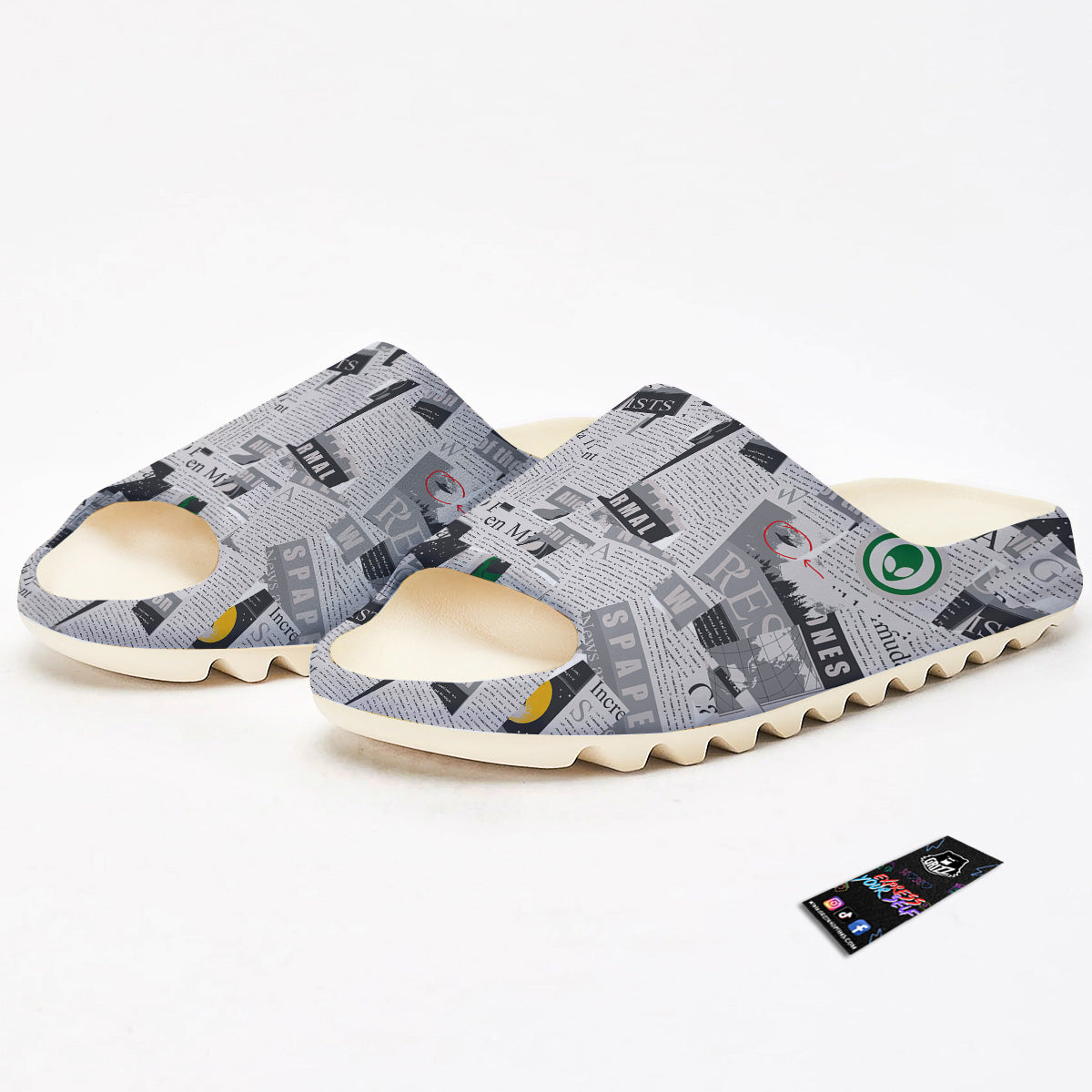 Newspaper Clippings On Aliens Topic Print Pattern Sandals-grizzshop